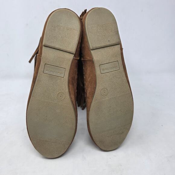 Mossimo Fringe Moccasin Boots Women’s Size 9 Brown Faux Fur Lined Mid Calf - Picture 7 of 8